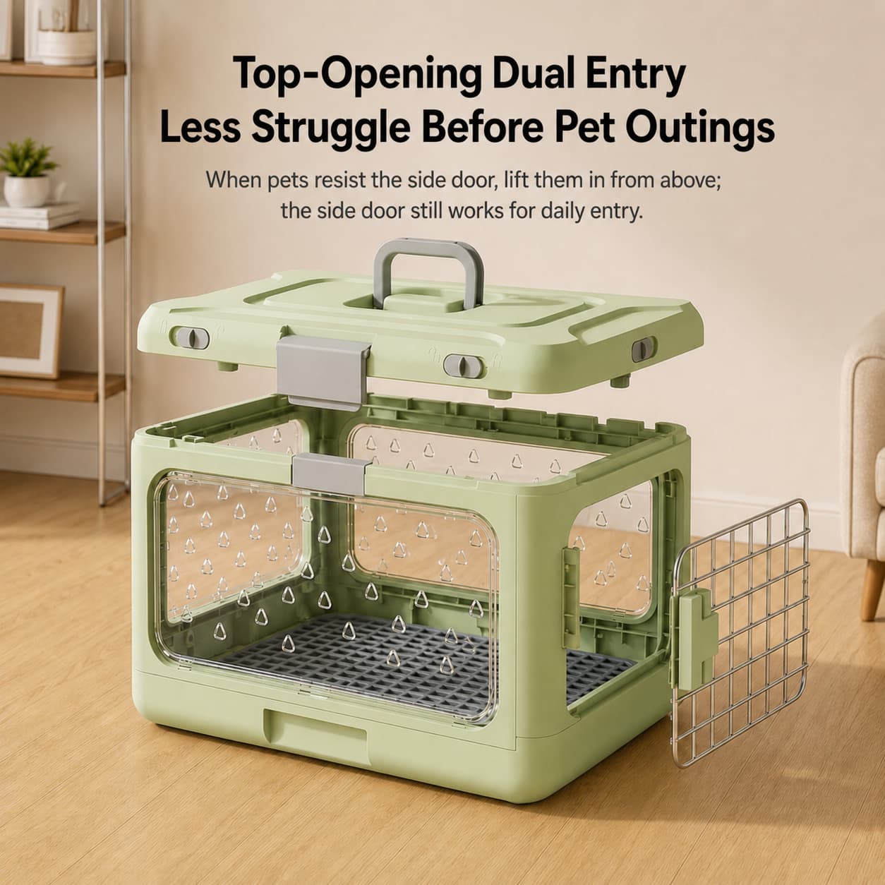 Top-Opening Foldable Pet Carrier – Hard-Sided Ventilated for Air Travel | Traverseon