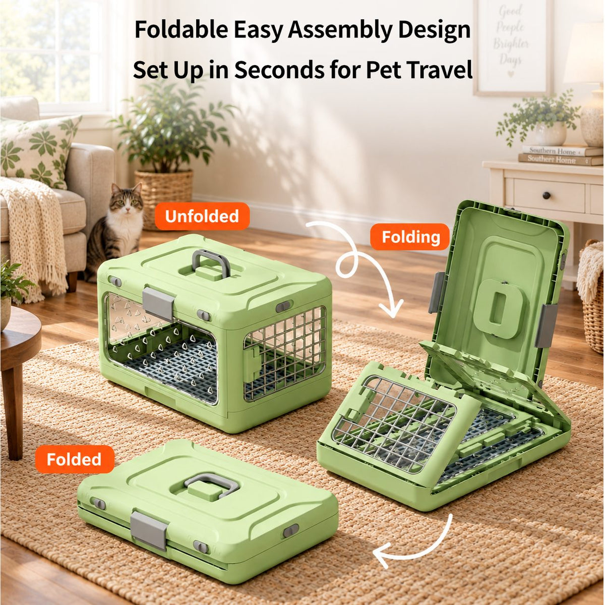 Top-Opening Foldable Pet Carrier – Hard-Sided Ventilated for Air Travel | Traverseon