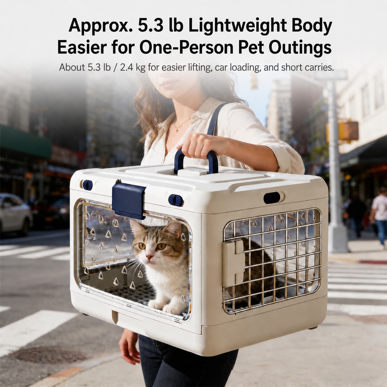 Top-Opening Foldable Pet Carrier – Hard-Sided Ventilated for Air Travel | Traverseon