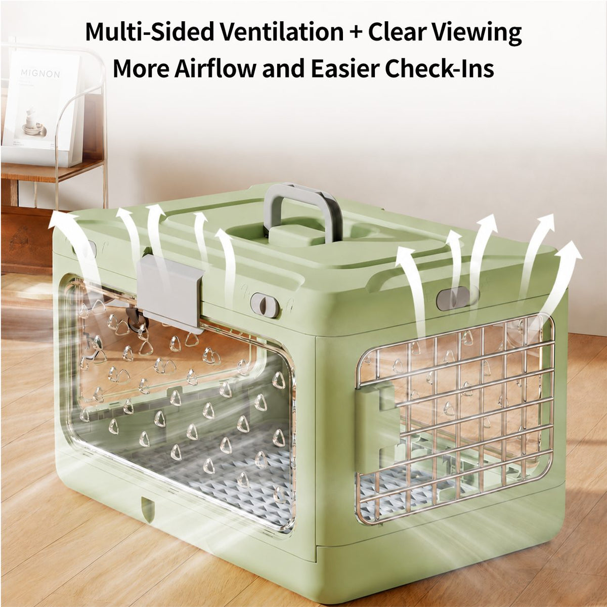 Top-Opening Foldable Pet Carrier – Hard-Sided Ventilated for Air Travel | Traverseon