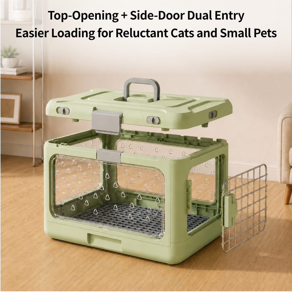 Top-Opening Foldable Pet Carrier – Hard-Sided Ventilated for Air Travel | Traverseon