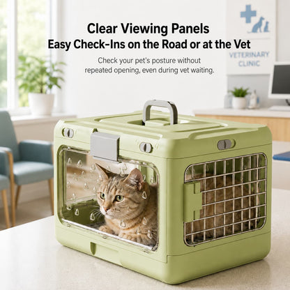 Top-Opening Foldable Pet Carrier – Hard-Sided Ventilated for Air Travel | Traverseon
