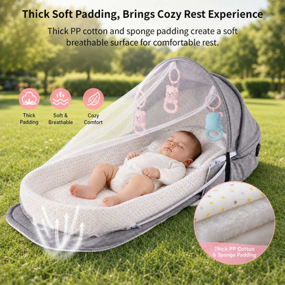 Portable Baby Travel Bassinet – 1.8 lb Foldable Mosquito Net Bed | Traverseon