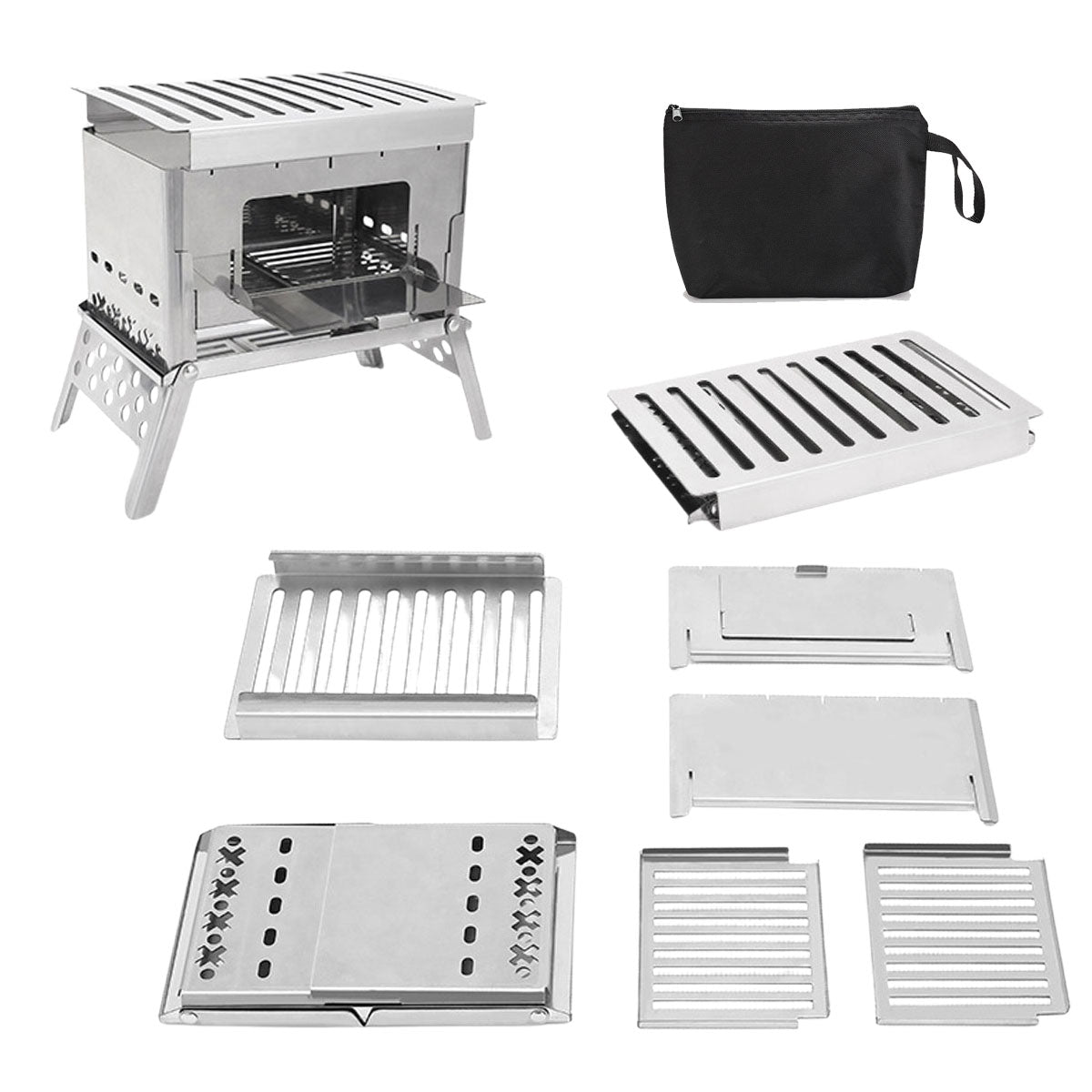 Portable Wood-Burning Stove – 930g Ultra-Light Card-Style  Foldable BBQ for Camping | Traverseon