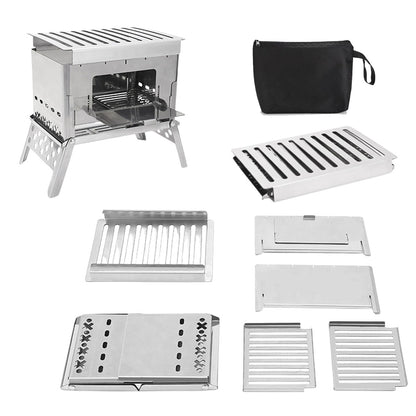 Portable Wood-Burning Stove – 930g Ultra-Light Card-Style  Foldable BBQ for Camping | Traverseon