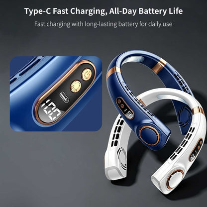 Ice Cooling Neck Fan – USB Rechargeable Bladeless Wearable Fan | Traverseon