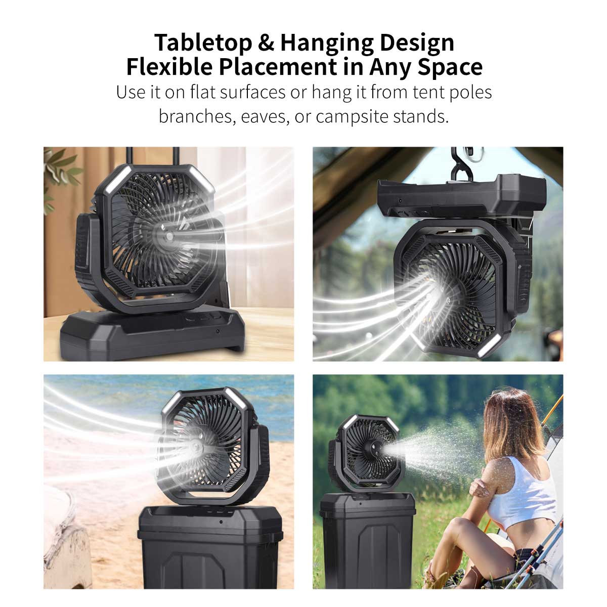 Misting Camping Fan – 40000mAh LED Fan & Power Bank | Traverseon