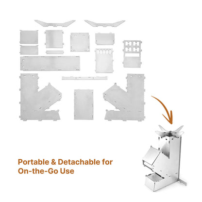 Portable Rocket Stove – Detachable Wood-Burning for Camping | Traverseon