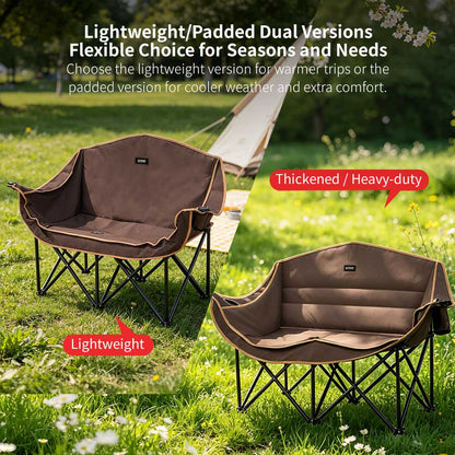 Double Camping Chair – 440lbs Heavy Duty with Cup Holder for Outdoor Camping| Traverseon