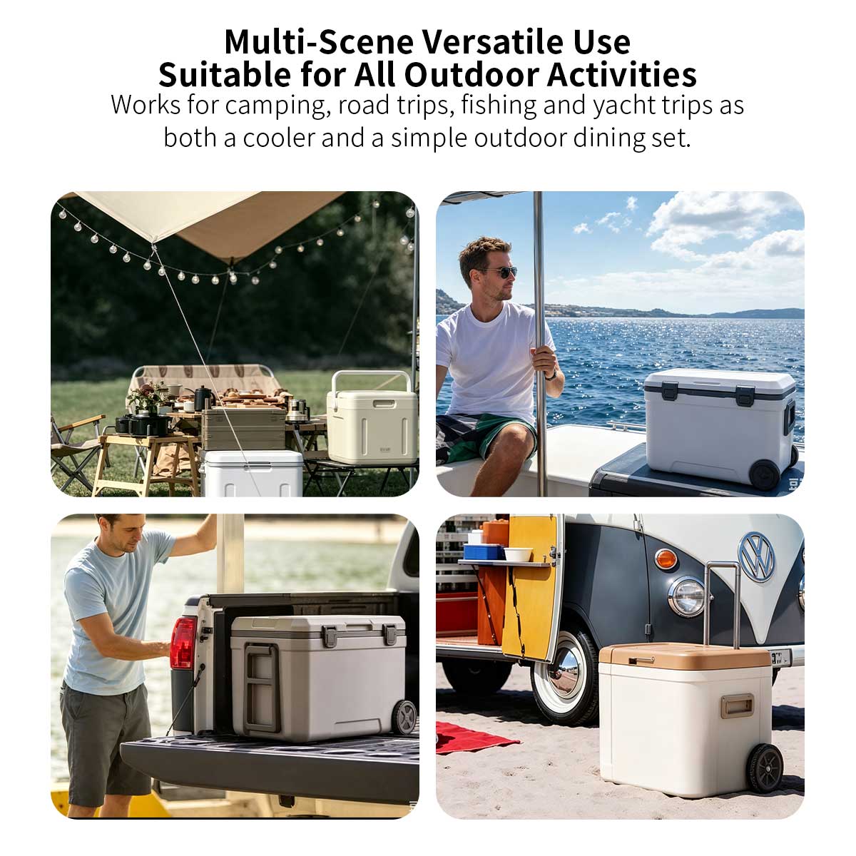32L / 34Qt Folding Cooler Table – Wheeled Camping Picnic Cooler | Traverseon