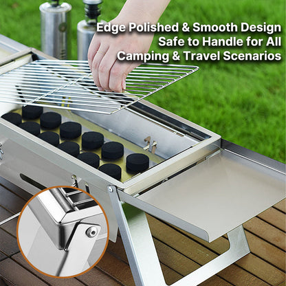 Portable Charcoal BBQ – 2cm Ultra-Thin Foldable for 3-6 People | Traverseon