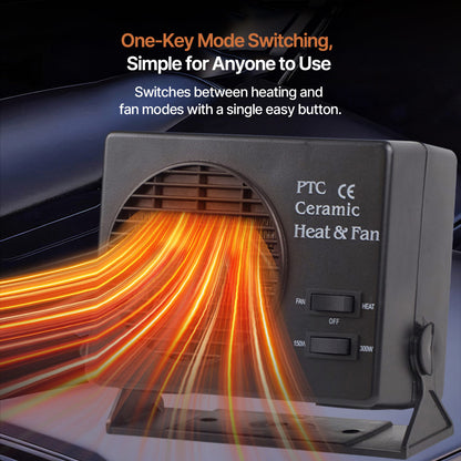 Heater Car 12V Portable Defroster – 150W/300W Cool-Warm PTC Ceramic Fan for Sedans, SUVs | Traverseon