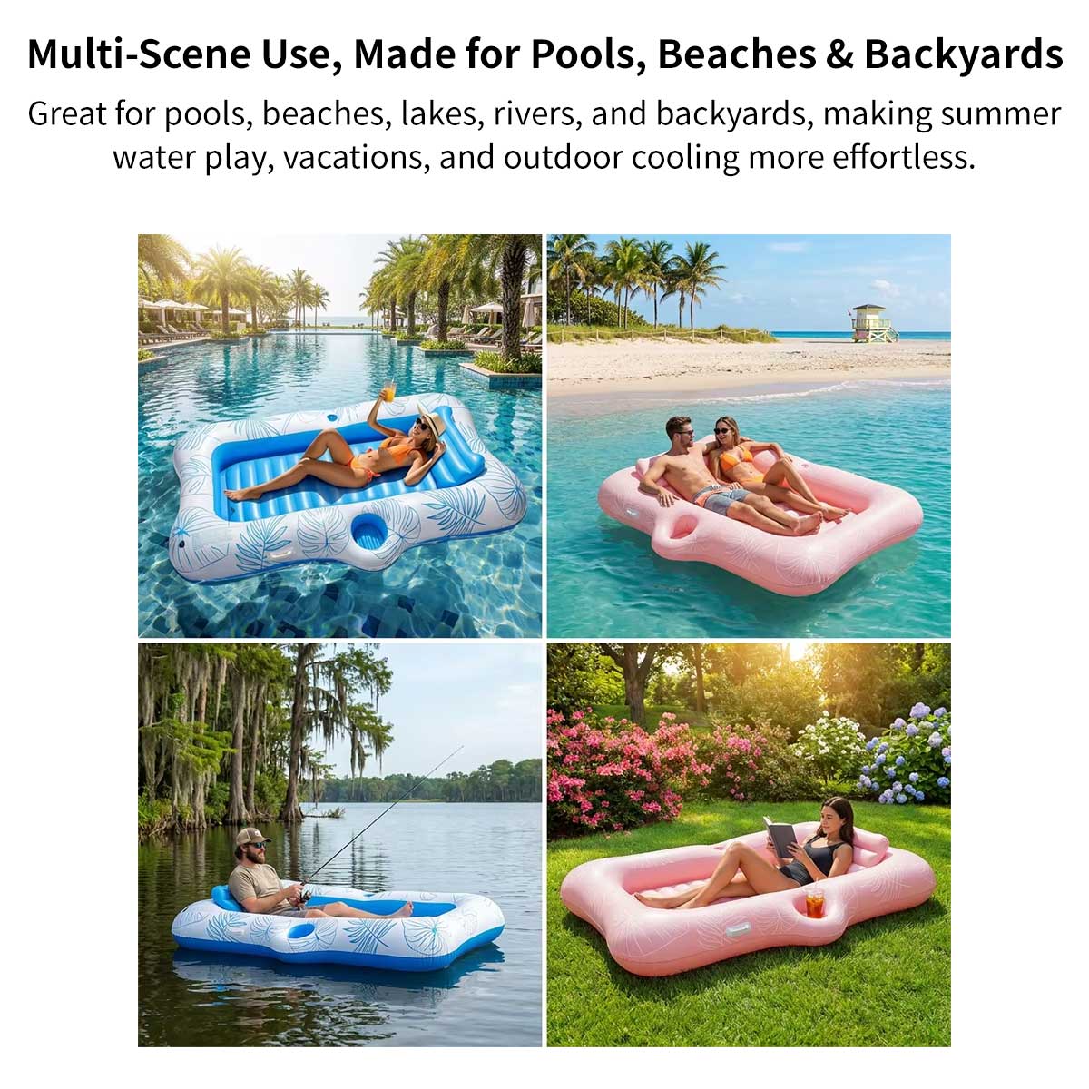 82.7" Inflatable Pool Float with Built-In Cooler – Water Lounger | Traverseon