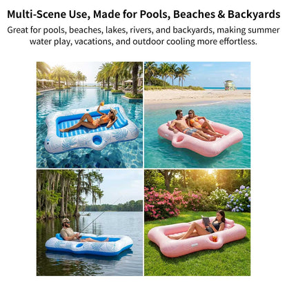 82.7" Inflatable Pool Float with Built-In Cooler – Water Lounger | Traverseon