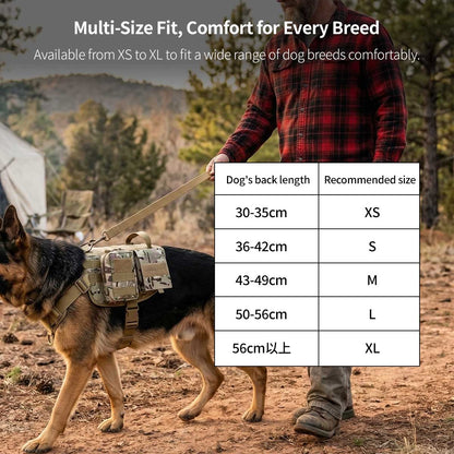 Tactical Dog Vest Harness – Adjustable, Pouches, Handle, for Hiking Training | Traverseon