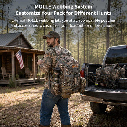 Waterproof Camo Hunting Backpack – Rifle & Bow Holder, 1.40 kg(3.08 lb) | Traverseon