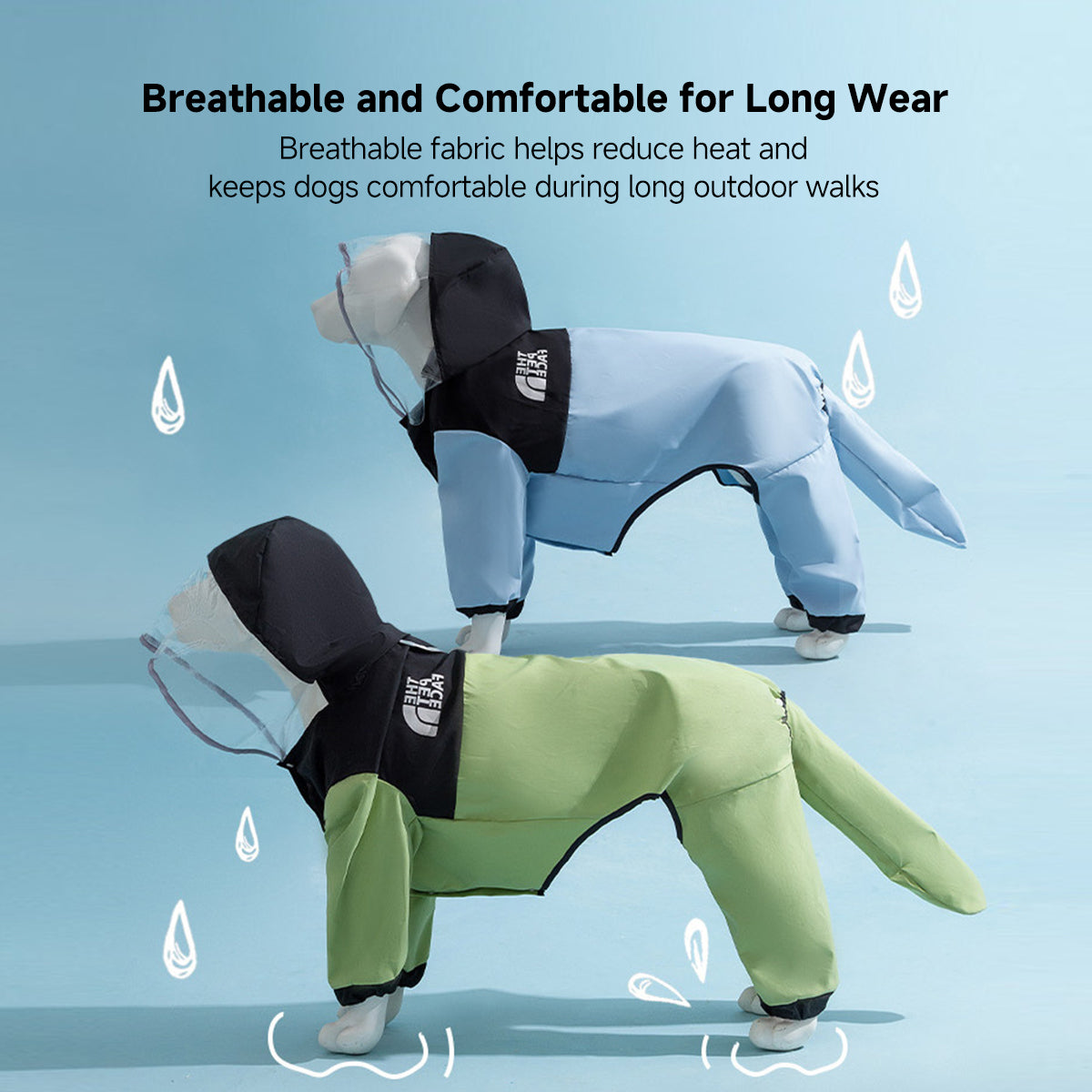 Waterproof Full Coverage Large Dog Raincoat – 15000mm Breathable Hooded Jacket with Leash Hole | Traverseon
