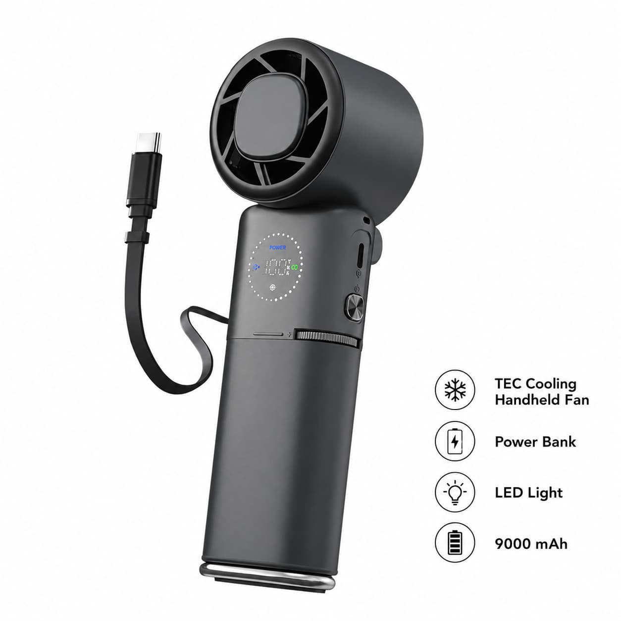 TEC Cooling Handheld Fan – 9000mAh Rechargeable Fan with Power Bank | Traverseon