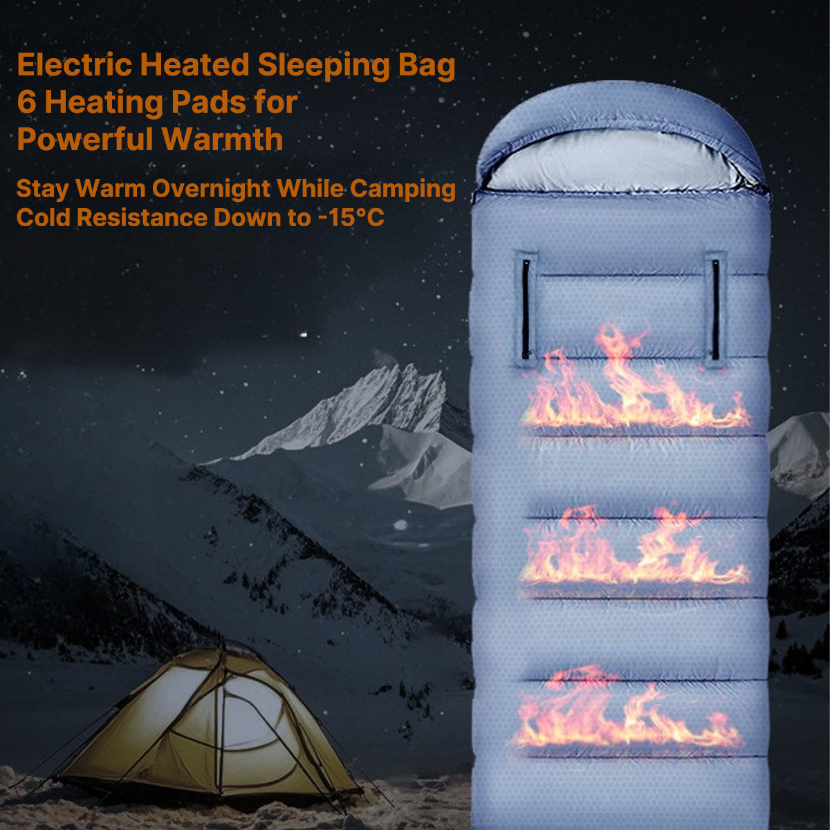 Winter USB-Powered Heating Sleeping Bag – Hands Free and Suitable for Temperatures Above -20°C