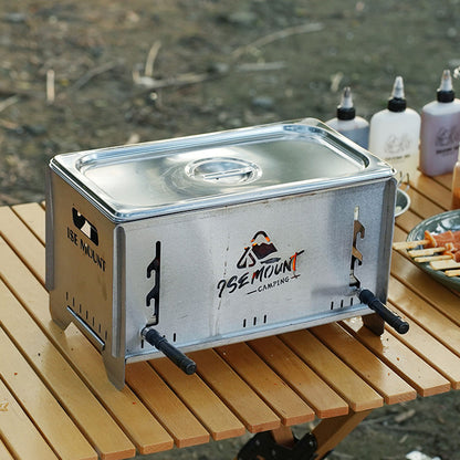 Multi-Function Charcoal Camp Stove – Dual-Zone Cooking, 3-Level Heat | Traverseon