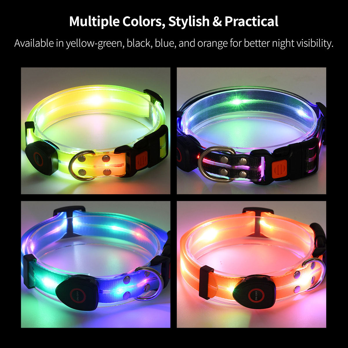 LED Glowing Pet Collar Leash - 3 Modes 100m Visible USB Rechargeable for Night Walk | Traverseon