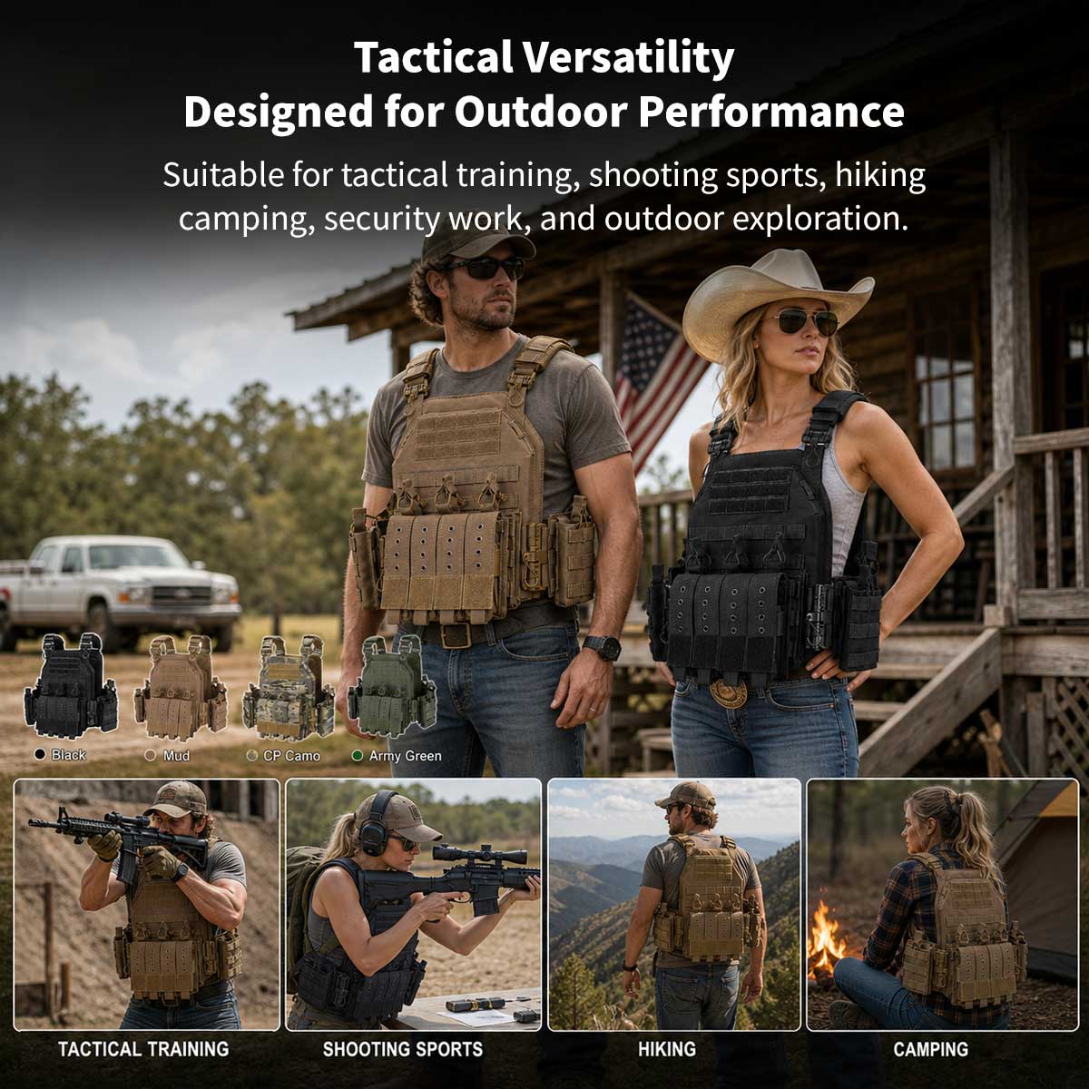 Tactical Vest MOLLE Carrier – 1000D Nylon Adjustable Military Gear Vest 38×31cm | Traverseon