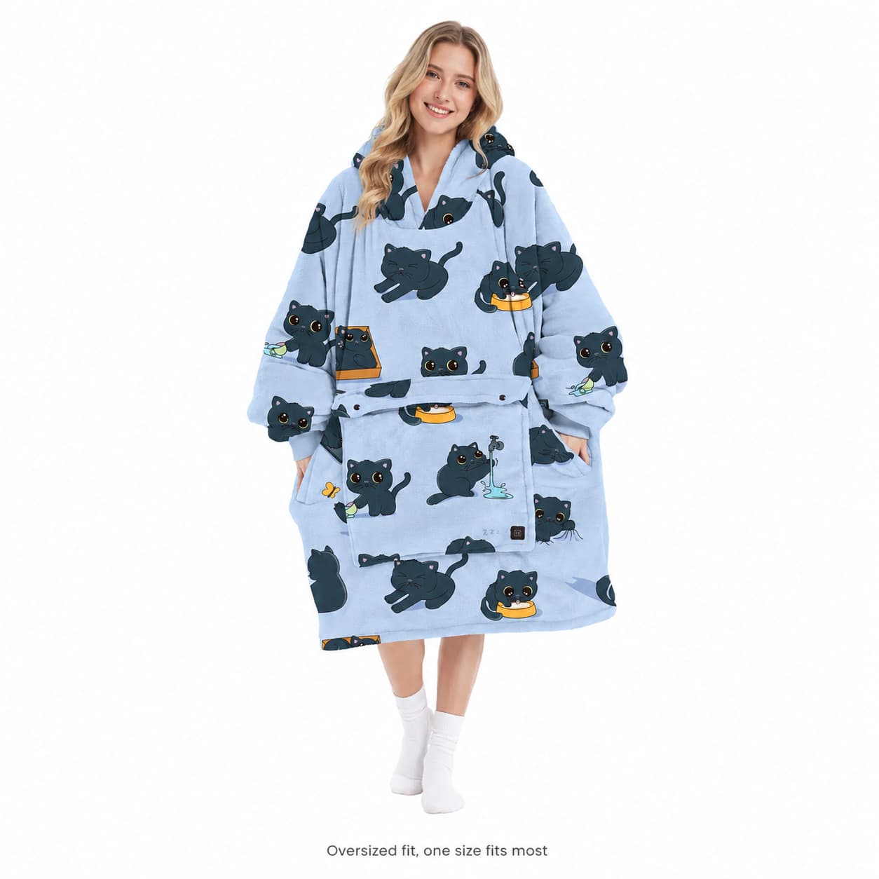 USB Heated Wearable Blanket Hoodie – 3-Zone Flannel Warmth | Traverseon