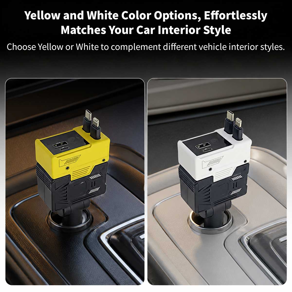 120W Retractable Car Charger – 4-in-1 Dual Cables, 66W USB-C Fast Charge | Traverseon