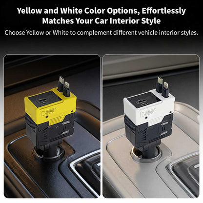 120W Retractable Car Charger – 4-in-1 Dual Cables, 66W USB-C Fast Charge | Traverseon