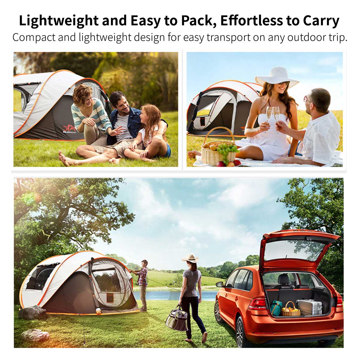 Automatic Pop-up Camping Tent – 3-8 Person Waterproof Instant Setup Shelter with Porch | Traverseon