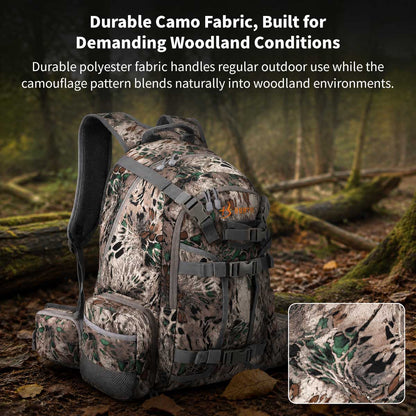 Waterproof Camo Hunting Backpack – Rifle & Bow Holder, 1.40 kg(3.08 lb) | Traverseon