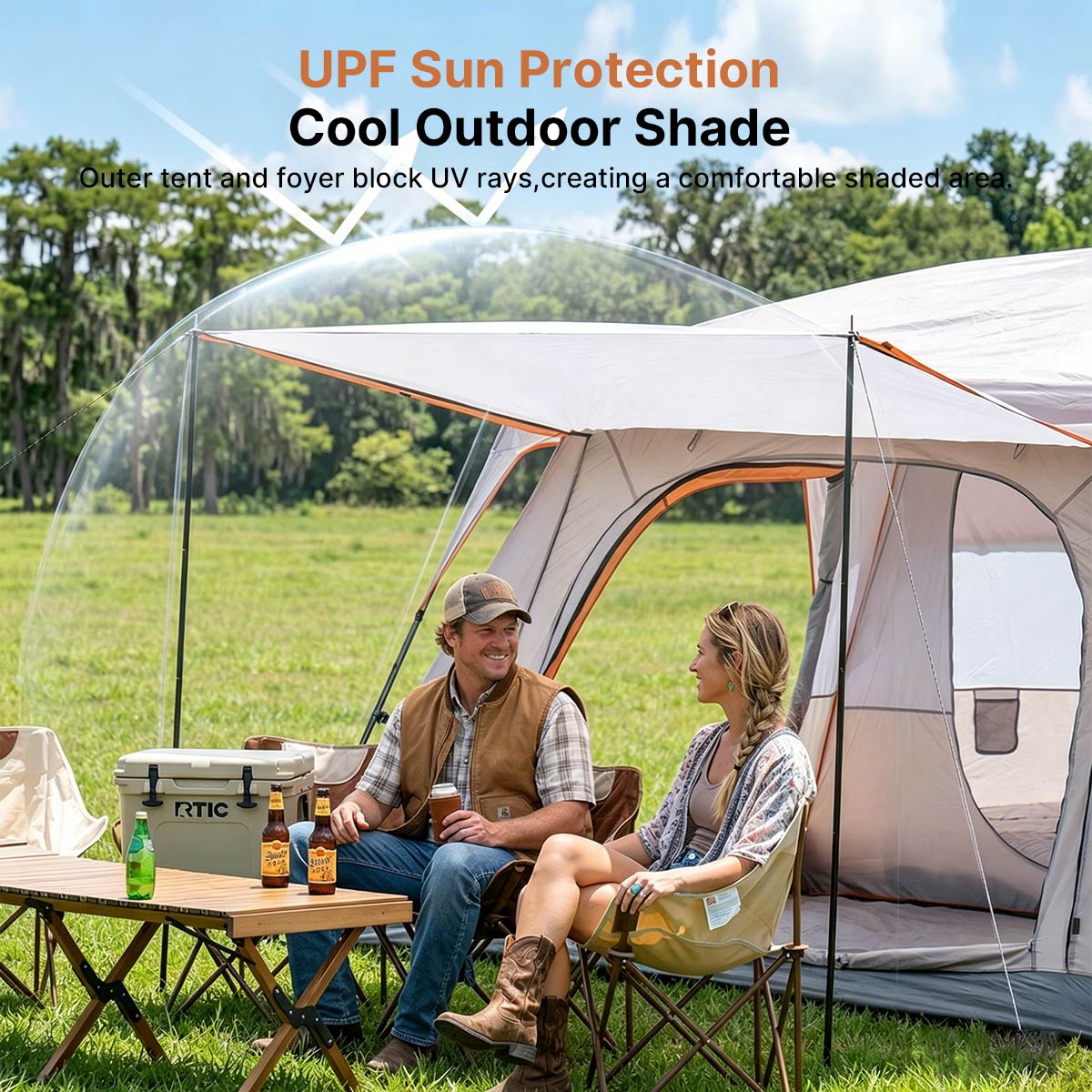 Large Tent 8-12 Person – 2-Bedroom 1-Living Room, Waterproof TearShield Camping | Traverseon