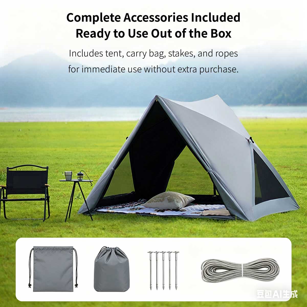 Black Coated Automatic Camping Tent – UPF50+ Waterproof Pop Up Shelter | Traverseon