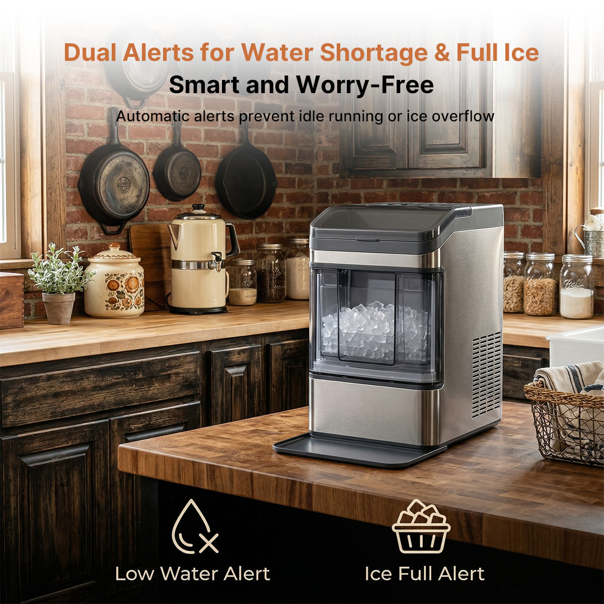 Countertop Ice Maker – 37Lbs 6Min Ice Auto-Clean Portable RV Camping | Traverseon