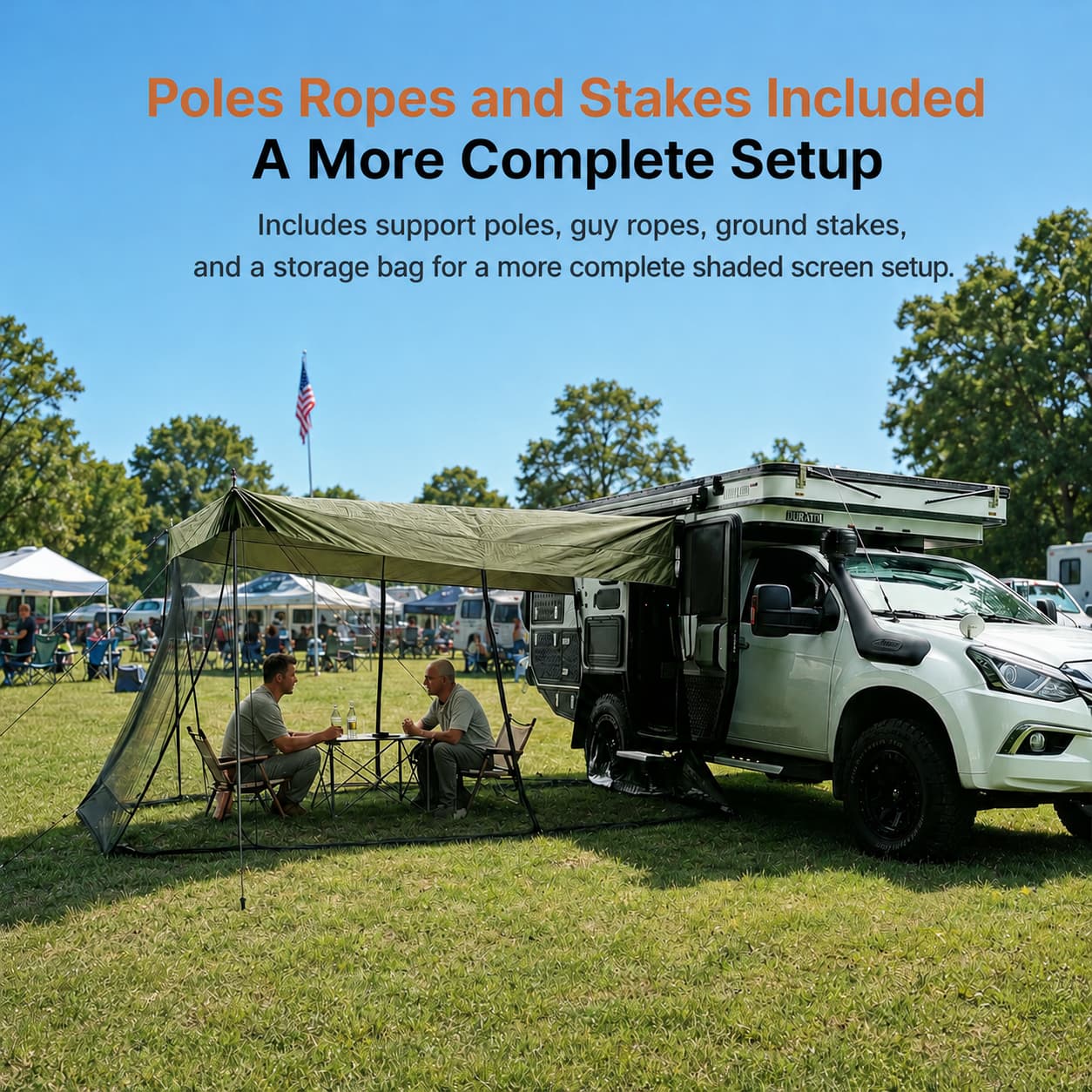 SUV Tailgate Screen Canopy – 10 x 6.5 ft Mosquito Net Sun Shade | Traverseon