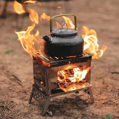 Portable Wood-Burning Stove – 930g Ultra-Light Card-Style  Foldable BBQ for Camping | Traverseon
