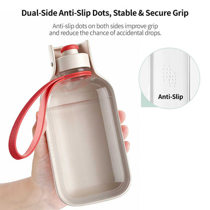 Portable Dog Water Bottle – 550/350ml 150° Fold Wide-Mouth, Leak-Proof for Outdoor Walking | Traverseon