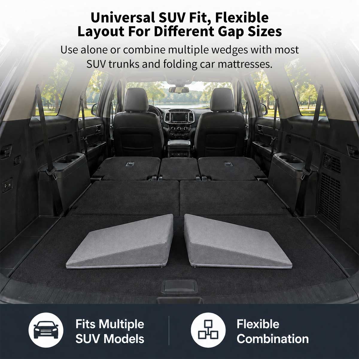 Car Bed Leveling Wedge Pad – 3 Piece 37.8 Inch High-Density Foam | Traverseon