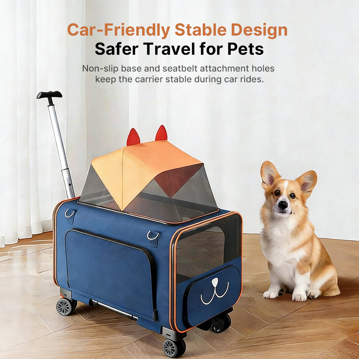 2-in-1 Pet Stroller & Carrier – Foldable Breathable Dog & Cat Travel Cart | Traverseon