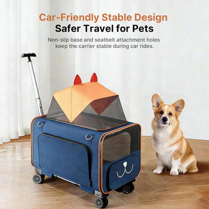 2-in-1 Pet Stroller & Carrier – Foldable Breathable Dog & Cat Travel Cart | Traverseon