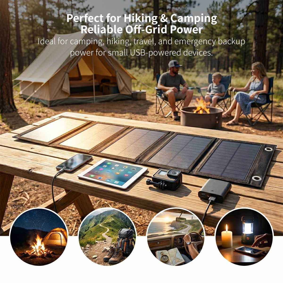 20W Foldable Solar Panel – Portable USB Charger for Camping | Traverseon