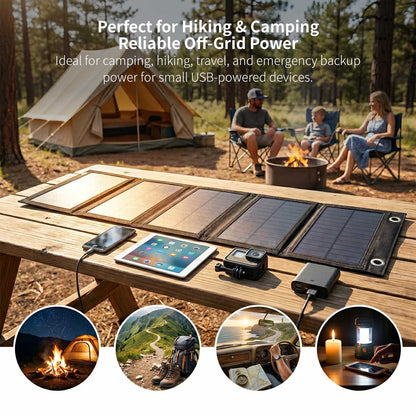 20W Foldable Solar Panel – Portable USB Charger for Camping | Traverseon