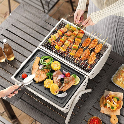 Portable Folding Charcoal Grill – 3-5 People Dual-Zone Roasting for Camping & Picnics