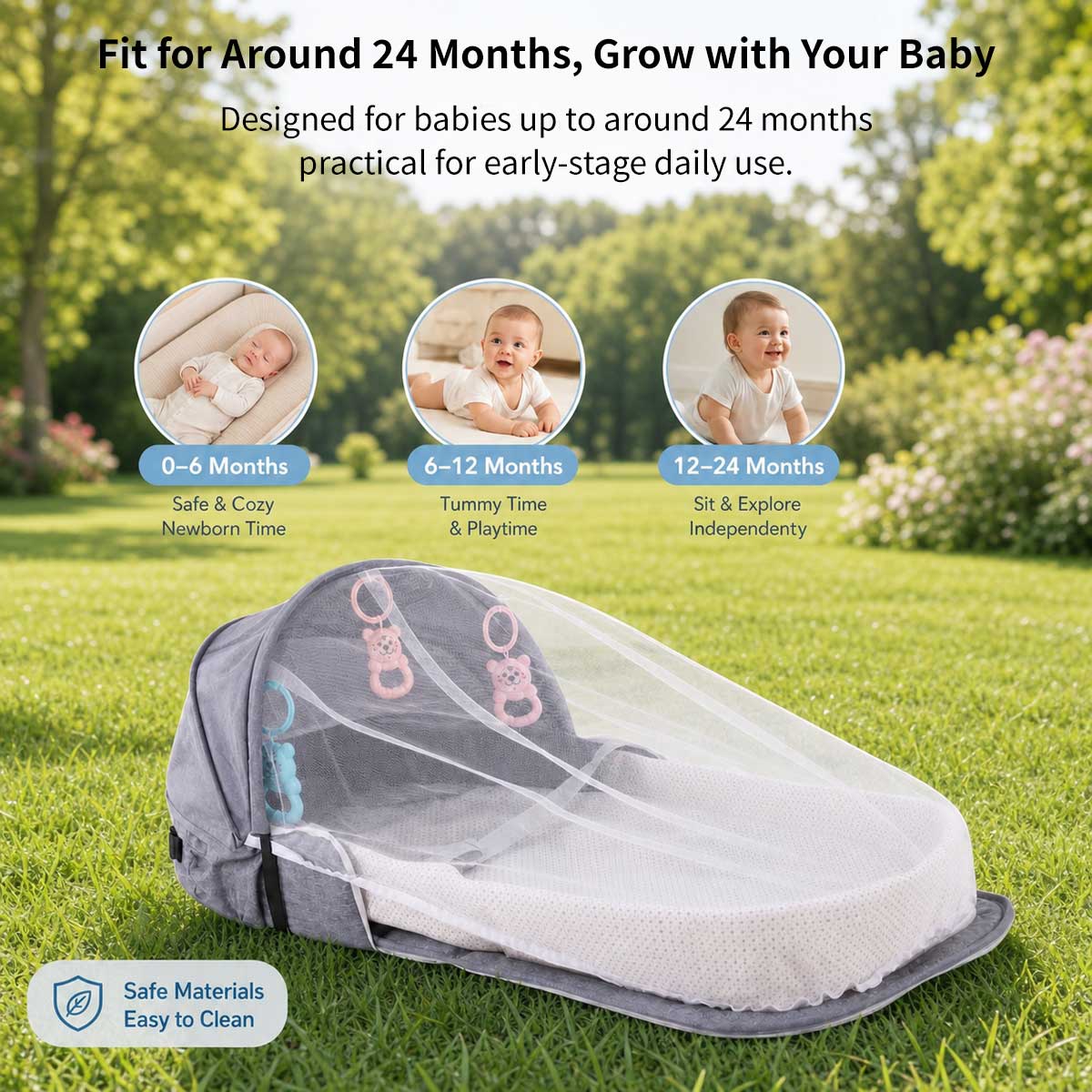 Portable Baby Travel Bassinet – 1.8 lb Foldable Mosquito Net Bed | Traverseon