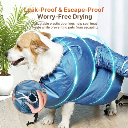Dryer Dog Pet Drying Bag – 360° Circulating Hair Lock Hands-Free | Traverseon