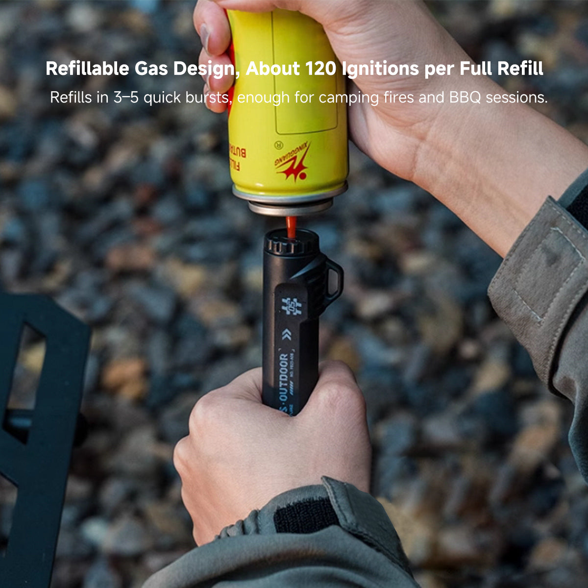 Candle Lighter for Camping – 360° Rotatable Refillable 120 Ignitions | Traverseon