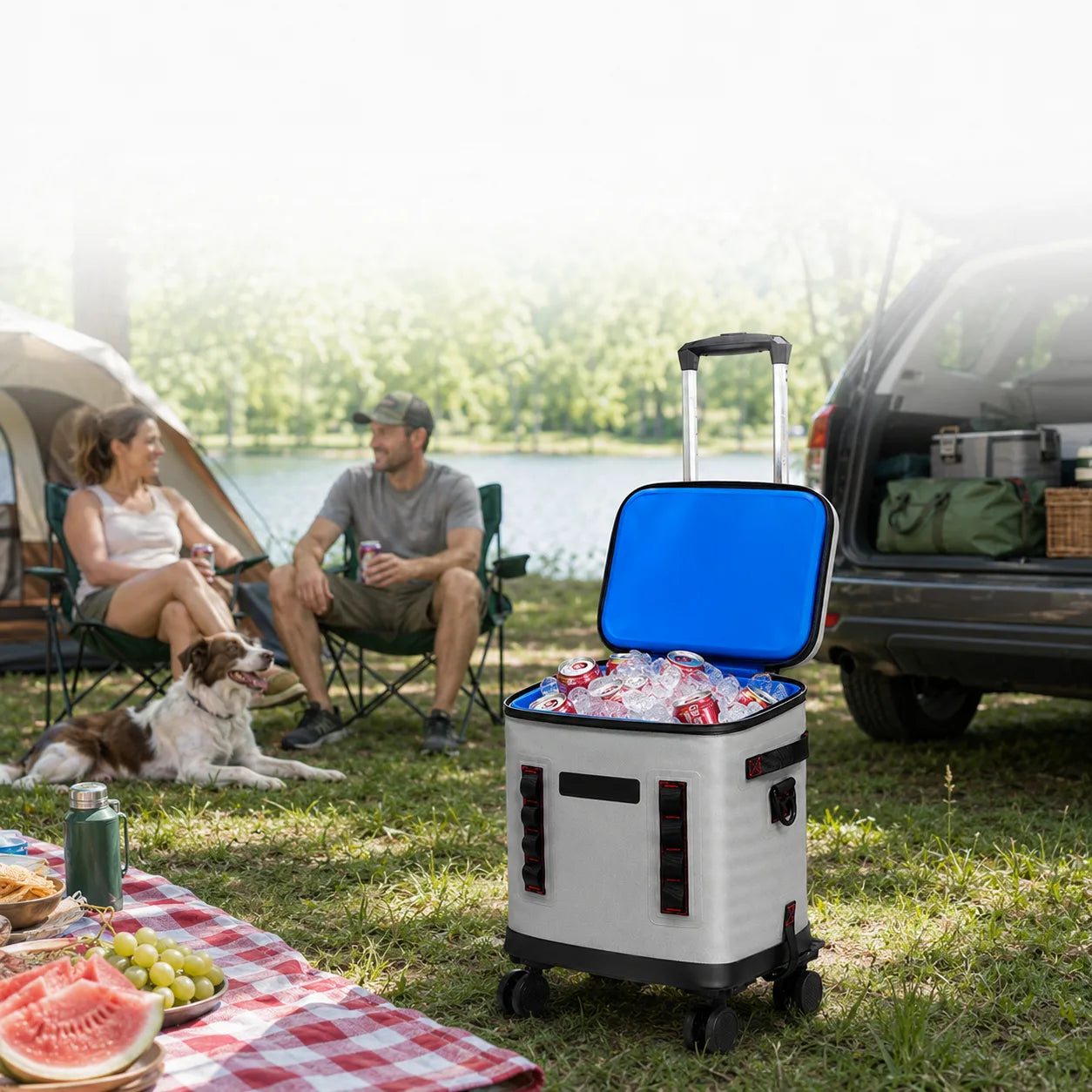 32L Rolling Soft Cooler – 72H Cold, Leakproof & Detachable Trolley | Traverseon