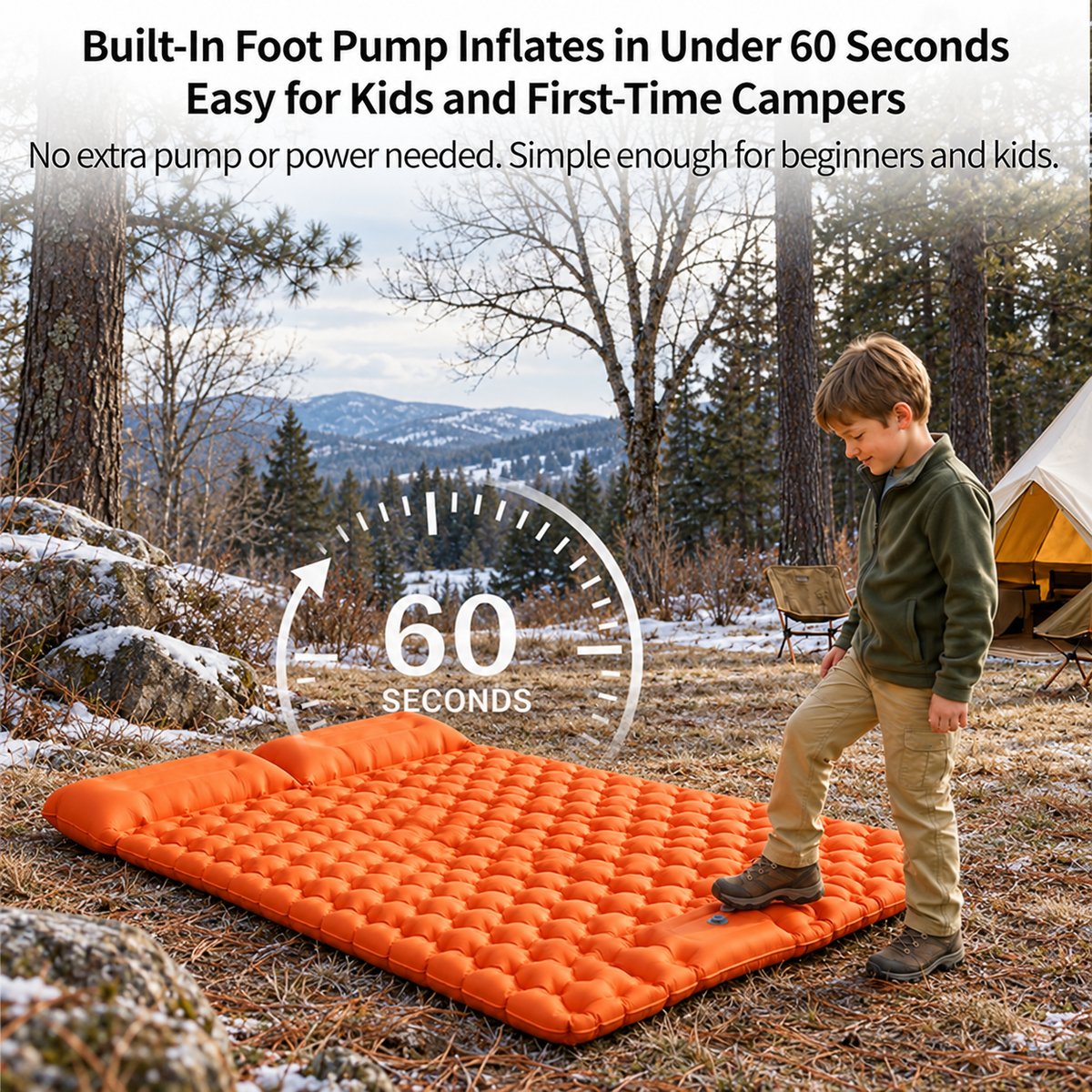 Ultralight Camping Sleeping Pad – 9 cm Inflatable  Mat with Built-In Foot Pump | Traverseon