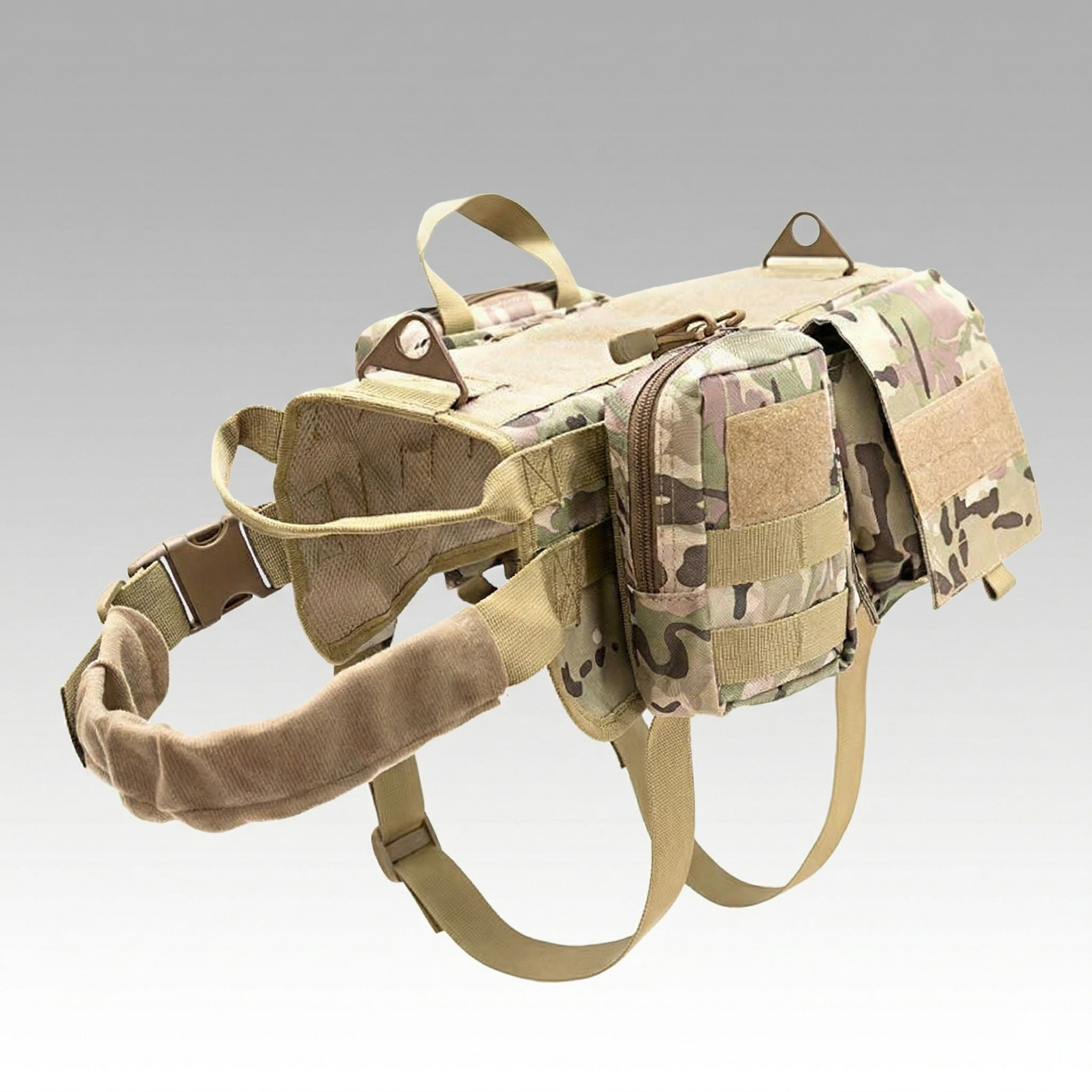 Tactical Dog Vest Harness – Adjustable, Pouches, Handle, for Hiking Training | Traverseon