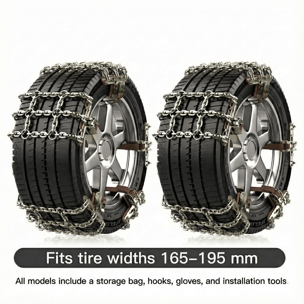 Snow Chains for Car Tires – Alloy Grid, Jack-Free Install | Traverseon